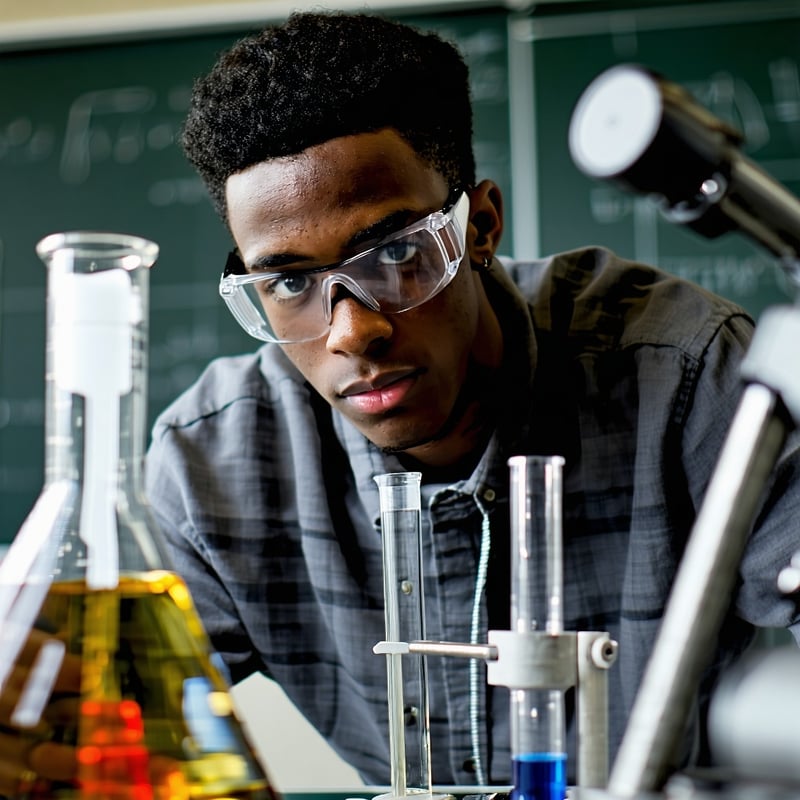 Morehouse college student doing engineering experiment in the classroom or lab