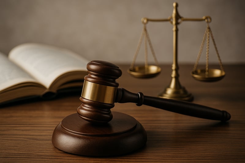 Legal gavel with balance