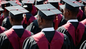 create a landscaped image of black male graduates in the caps with maroon tassels-3