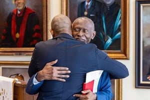 Dean Carter Greets Faculty Member