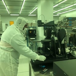A M.O.R.E. Lab undergraduate researcher characterizes a fabricated device using a surface profilometer in the Georgia Tech cleanroom.